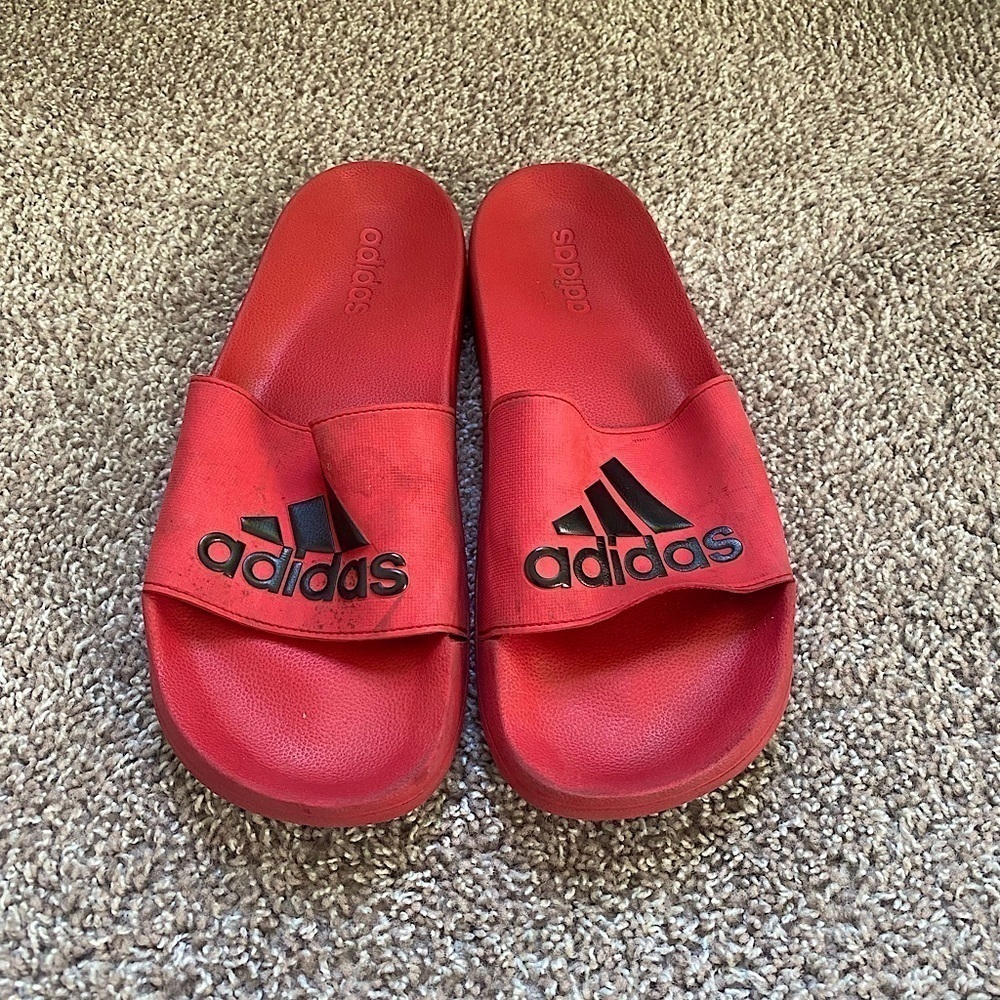 Adidas Red and Black Loafer Slides
